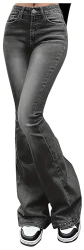 Pantalon Patte D'elephant Femme Grande Taille - Jeans Stretch Femme Taille Élastique - Élégant Jean À Bas De Cloche Vintage avec Poches Coupe Ample Confortable en Denim Extensible