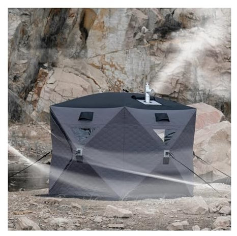 ChenYuNiu Ice Fishing Tent Star Hub Tent Portable Pop Up Ice Fishing Angler Thermal Hub Shelter Tent sauna tent for Winter Shelters(Grey)