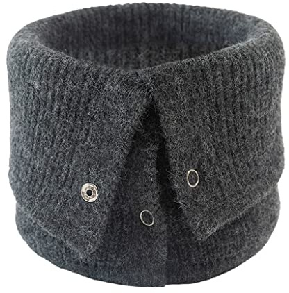 Scaldacollo sciarpa con chiusura a bottone sciarpa lavorata a maglia per le donne sciarpa da collo in lana decorativa scaldacollo invernale caldo per bambini, Grigio scuro, Taglia unica