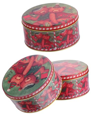 DEARMAMY 3 St Rund Plåtburk för Kakor Robust Plåtmaterial Portabel Förvaring för Småkakor Elegant Presentförpackning för Fest Gåvor