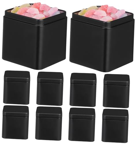 Hemobllo 10pièces Boîte à Thé Vide Métal Avec Couvercle Petite Boîte Carrée Pour Thé Vrac Et Rangement De Bonbons