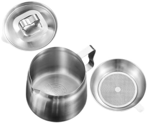 LOLIPPYY Recipiente Aceite Usado Acero Inoxidable con Filtro Colador para Cocina Almacenamiento Aceite Usado y Escurridor Práctico con Mango Ergonómico Fácil Limpieza