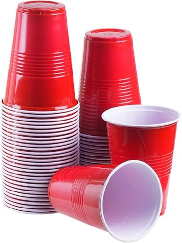 ZEETOM Red Plastic Drinking Cups 12oz Pack of 100 – BPA Free Disposable | Strong 12oz Disposable Red Party Cups for BBQs Beer Pong Birthdays Weddings Picnics Soft Drinks and Cocktails