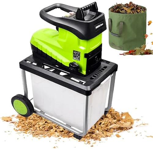 Broyeur de jardin et broyeur à bois avec boîte de collecte de 60 L, capacité de coupe de 45 mm, idéal pour le traitement du bois et des débris de jardin durs