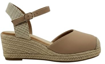 MODELISA - Sandalia Tacon Cuña Alpargata Esparto Hebilla Pulsera Tobillo Primavera Verano Mujer