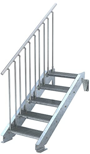 Trebado Außentreppe, 5 Stufen ST3, Breite 60cm, Geländer links