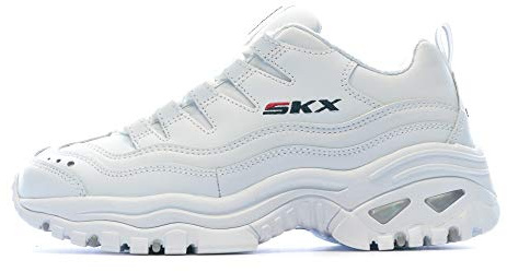 Skechers Mujer Energy Timeless Vision Trainers, White Leather Red Navy Trim, 37 EU