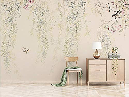 Wallpaper chinesische blume handgemalte weinrebe blume und vogel fototapete 3d fototapete moderne tapete fototapete 3d effekt tapete tapeten wald vintage wandbild wandbilder kinderzimmer-400cm×280cm