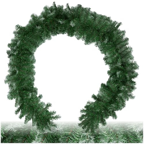 tectake® naturgetreue Weihnachtsgirlande mit Schnee, 180 Zweige, Weihnachtsdeko innen, Weihnachtsdeko Outdoor, Weihnachten Deko für Treppengeländer, Christmas Decorations, Deko Girlande - 2,7m