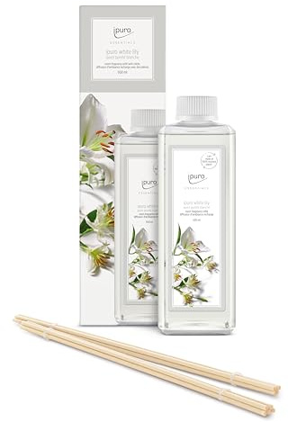ipuro - Essentials Nachfüller Whity Lily Raumduft - Refill Raumerfrischer mit Pfirsich, Maiglöckchen, Jasmin, Nelke, weißem Moschus & Zedernholz Duft Aroma - Lufterfrischer Nachfüllflasche 500ml