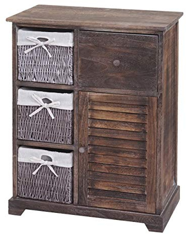 Mendler Kommode HWC-H21 Massiv-Holz 80x60x30cm - Shabby braun