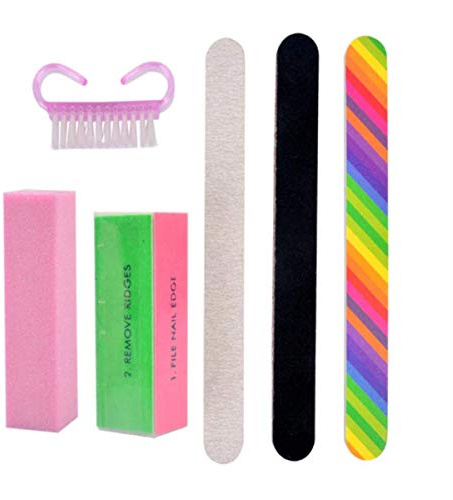 6PCS Nail art Polissage Set, Nail Art Buffer Lime À Ongles Brosse À Ongles Éponge Tampon Bloc Manucure Polissage Ponçage Limes À Ongles Nail Art DIY Gel UV Polonais Outils Kits