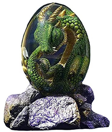 Prevessel Lava-Drachen-Ei-Ornamente, Kristall-Harz-Drachenei mit Display-Basis, Skulptur, Display, Briefbeschwerer, Schreibtisch-Dekoration