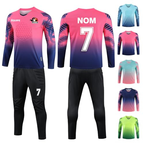 Maillot de Gardien Personnalisable Tenue de Gardien de But Maillot + des Pantalons Personnalisé avec Nom Nombre Nom de l'équipe Logo