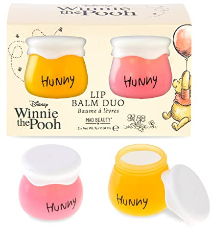 Winnie the Pooh Honey Pot Lip Balm Set x2 Disney | Mad Beauty | Vanilla & Honey Scents | Cruelty-Free | Moisturizing & Soothing,Skincare Duo Gifts for Women, Adults and Kids
