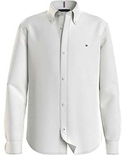 Tommy Hilfiger Bambino Camicia Oxford Elasticizzata, Bianco (White), 14 Anni
