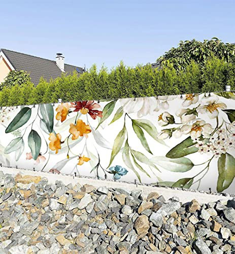 MyMaxxi Zaunbanner Sichtschutz - hängende Frühlingsblumen bunt - Abdeckung für Terrasse Zaun - Windschutz Sonnenschutz Blickdicht - Zaunverkleidung wetterfest -