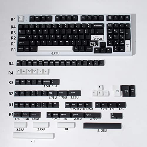 Black White WOB Keycaps Set 173 Keys Cherry Profile Doubleshot Custom Keycaps ISO ANSI for Cherry MX Gateron 60% 65% 75% 95% Mechanical Keyboards