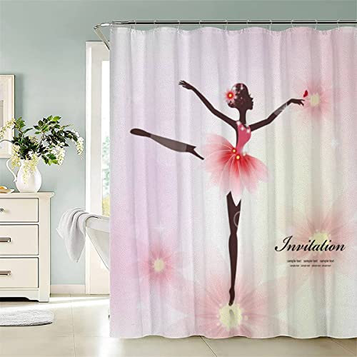 ROMIGO Mädchen Schmetterling Duschvorhang 180x200 Anti-Schimmel Duschvorhänge für Badewanne Badezimmer Wasserdichter Waschbar Polyester Stoff Rosa Kawaii Shower Curtains mit 12 Duschvorhangringe