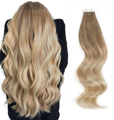 ABH AMAZINGBEAUTY HAIR Tape Echthaar Extensions 40cm Balayage #B8-18-60 50g | Remy Echthaar, Extension Tape, Skin Weft, Balayage Ombre, 20 Stück, Nahtlos, Unsichtbar, Wiederverwendbar, Haarverlängerung