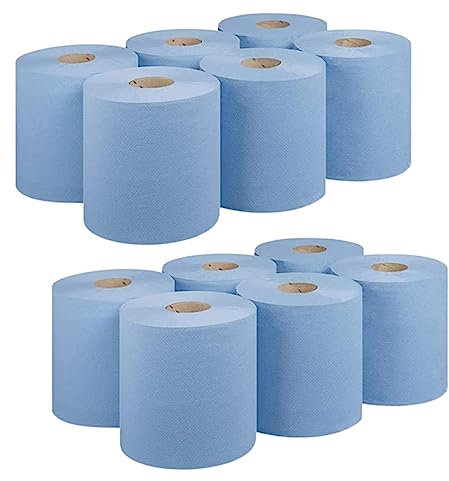ASPECT Blue Roll (Pack of 12)(4800 Sheet) Centrefeed 2 Ply Kitchen Rolls Embossed Pattern Paper Towels Strong and Absorbent Tissue Paper Wipe Away Perfect for Commercial & Kitchen Use