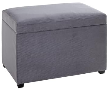 HAKU Sitztruhe grau, MDF, Textilgewebe Cord - Maße: B 58 cm x H 42 cm x T 39 cm, Style: Modern