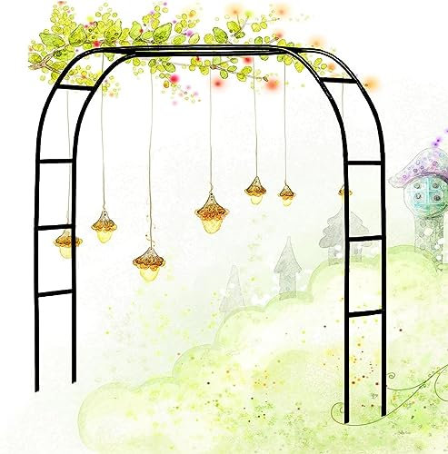 GueTTO Rankgitter Verzinkt Rosenbogen Metall Torbogen Rankhilfe Für Kletterrosen Und Clematis Rosenspalier Gartenbogen Stabiles Rosengestell Rostfrei Rankenbogen,W140*H230cm