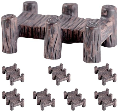 VANZACK 8-teilige Miniatur-Feengarten-Bogenbrückenfiguren, Harzhandwerk, Mini-Brücke, Gartendekor, Fischtank-Ornament, DIY-Blumentopf-Ornamente
