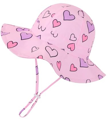 Volicph Baby sommarhatt flicka solhatt småbarn strandhatt baby bucket hat UPF 50 för baby flicka spädbarn barn småbarn, A Love Pink, 6-12 månader
