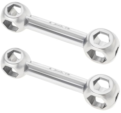 OTOTEC 2 Stück Fahrrad Sechseck Knochen Schraubenschlüssel Länge 92,3 mm 10 in 1 6-15 mm Fahrrad Schlüssel metrisch Hund Knochen geformt Schraubenschlüssel Sechskant-Lochschlüssel Silber