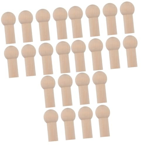 MAGICLULU 24pcs Wooden Pegs Set Doll Pegs Screw Nut Heavy Duty Wall Hooks for Craft Projects