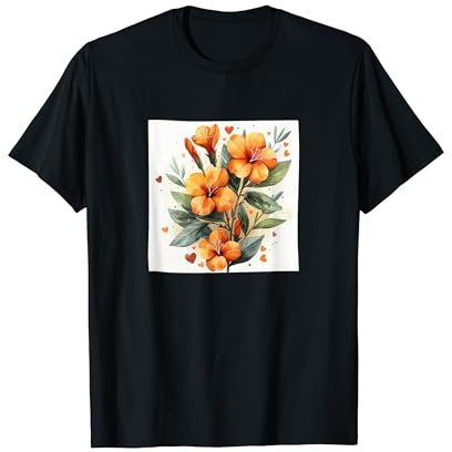 Oleander Flowers And Hearts Boho Style Graphic T-Shirt