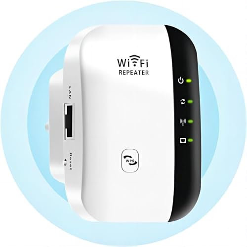 Répéteur WiFi Puissant, Amplificateur WiFi sans Fil Puissant avec Ethernet Port, WiFi Extender Compatible avec Toutes Les Box, 300Mbps 2.4GHz, WR03-WH-JL02