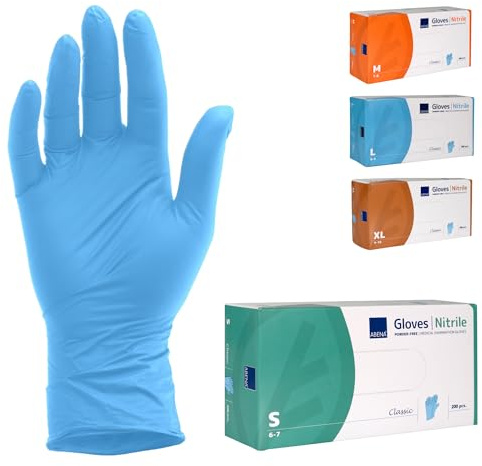 ABENA Nitrilhandschuhe Blau, S, 200 Stück | Einmalhandschuhe, Puderfrei, Latexfrei, Einweg