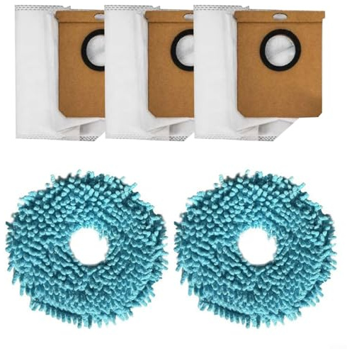 ZYNCUE Kit de bolsa de polvo de repuesto compatible con Conga 9590 9990 10090 AI Spin para aspiradora Ultra Power Home Lifestyle, 2 paños de fregona, 3 bolsas de polvo