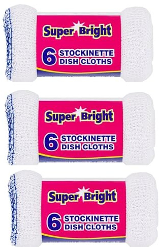 Sterling Sports Super Bright Stockinette Dish Cloths - Quick Drying Ultra Absorbent Reusable Kitchen Cleaning Cloths, Soft Cotton Dish Rags For Washing Dishes Multi Purpose Cleaning (18)