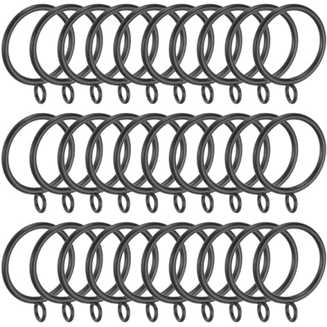 PATIKIL Anillas para Cortinas De 1.5 Pulgadas De Diámetro Interior con Ojales, 30 Pcs Anillas Metálicas para Barras De Cortinas Y Alfileres De Aro, Negro
