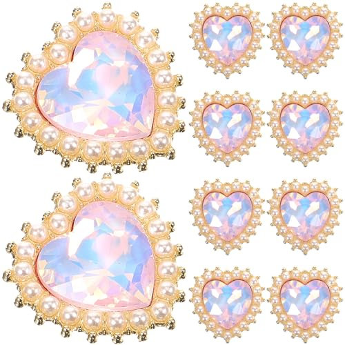 VILLCASE 2 Sätze Haarschmuck Haar Zubehör Bastelbedarf Schmuckzubehörset Decor Perle Gold Sammelalbum Klammer Herzanhänger Für Haare Scrapbook-herzverzierungen Legierung Rosa 10 Stück * 2
