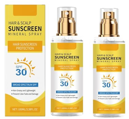Hair & Scalp Sunscreen, SPF 30 Haare Sonnenschutz Kopfhaut Schutzspray, Premium Mineralischer Sonnenschutzspray, Verhindert, dass Haare verblassen/trocknen, geeignet für Wandern/Strand (2)