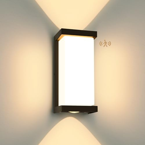 YindaLux 36W LED Lampe d'extérieur avec détecteur de Mouvement, IP65 3900LM Applique Murale Intérieur/Extérieur, 3000K Lampe d'extérieur Moderne, éclairage Extérieur en Aluminium pour Terrasse, Noir