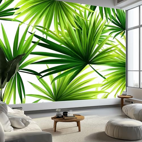 Fotomurales 250 x 175 cm, Hojas Palma Murales Papel Pintado, Decoración de Paredes, para salón Dormitorio Habitación Infantil Fondo de Tv Decoración, Hojas Tropicales
