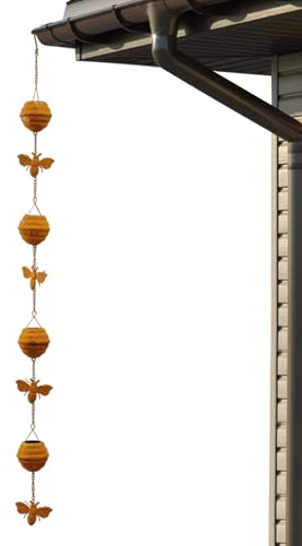 Genérico Cadena Recolectora De Agua,Desviador De Agua Tipo,Decorativo De Canalón Y Bajante - Colector De Lluvia para Drenaje En Jardines Y Techos Exteriores