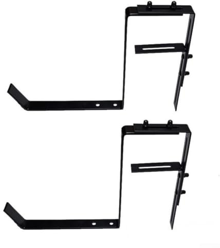 Soporte para macetas ajustable para balcón y alféizar de la ventana, instalación sin taladro, hierro construido para estabilidad y resistencia a los elementos exteriores (B)