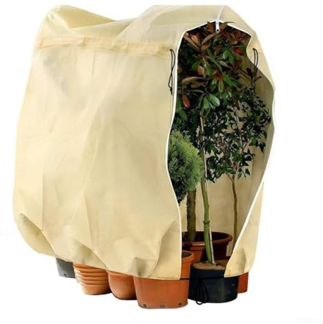 Winddichte, robuste Pflanzenabdeckung für den Garten, Winterschutz, Vlies-Frostbeutel mit sicherem Kordelzug, geeignet für Tomaten, Sträucher und Hängekörbe