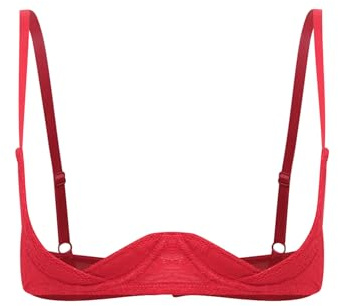 winying Floral Push-up Underwire Bra for Women 1/4 Cup Lace Balconette Bralette for Anniversary