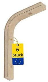 Winkel Regalhalterung 6er Set - Regalwinkel - Regalträger Holz 20cm Regalbodenträger - Wandregal Halterung - Konsole Holz - Regalhalter - Regalkonsole - Winkel Regal für Bücherregal Wand