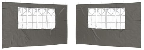 Roanoer Juego de 2 carpas laterales de 400 x 195 cm, color antracita, con ventanas, paredes laterales de PE y acero para pabellón, carpa y eventos al aire libre