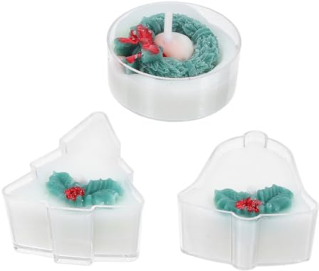 Alasum 3 Velas navideñas Tipo Candela de té, Velas con Forma de de Campana para árbol | Velas pequeñas con forma de árbol de Navidad para centro de mesa, velas aromáticas pequeñas con forma de navideña.