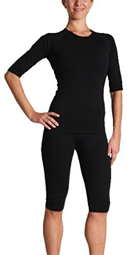 Gina's Bodywear Damen EMS-Wäsche, Trainingsanzug, Oberteil und Hose im Set, optimale Impulsweiterleitung (Schwarz, S)