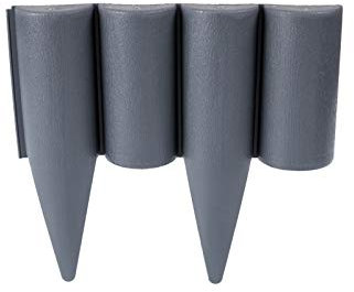 GARDENIX Rasenkante Kunststoff - 2.5m Beeteinfassung Holz, Holzpalisaden Beeteinfassung, Palisaden Beetumrandung, Beetbegrenzung Palisade Anthrazit, Palisade Holzoptik, 10 Module, UV-beständig